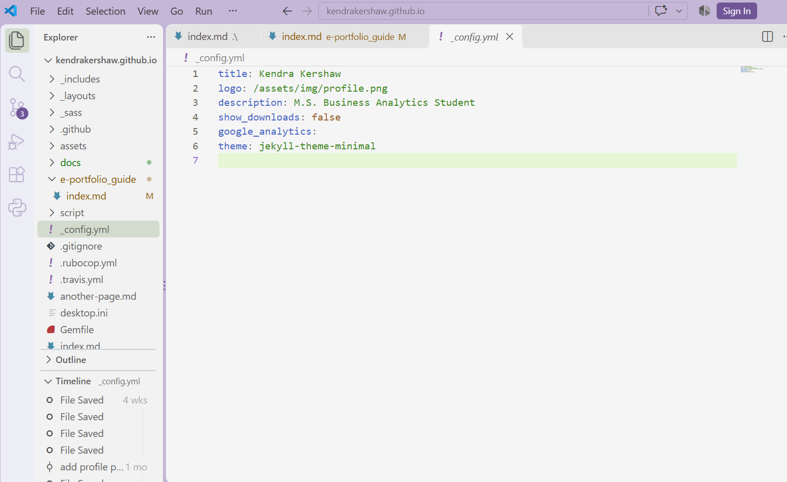 How to Create an E-Portfolio (GitHub Website) | Kendra Kershaw